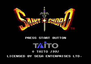 Saint Sword title screen for Sega Genesis
